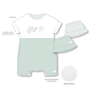 Baby Boys Waffle Fabric Romper & Hat Set (0-9 Months)