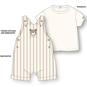 Baby Boys Dungaree With Bear Applique & T-Shirt Set
