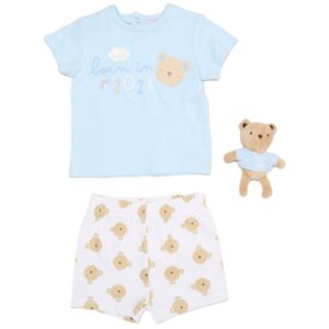 Baby Boys Bear T-Shirt, Shorts & Plush Toy Set - Born In 2026