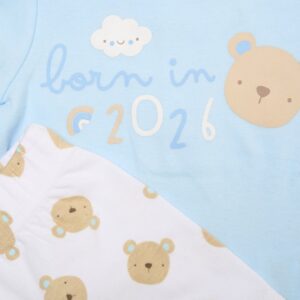 Baby Boys Bear T-Shirt, Shorts & Plush Toy Set - Born In 2026