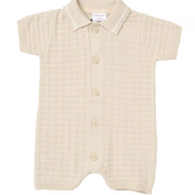 Baby Boys Beige Knitted Romper