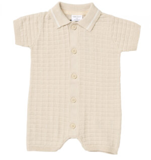 Baby Boys Beige Knitted Romper