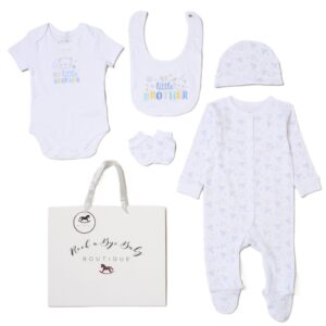 Baby Boys 6 Piece Mesh Bag Gift Set- Best Little Brother
