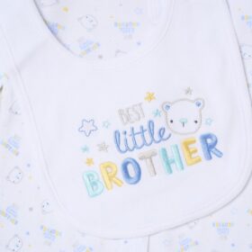 Baby Boys 6 Piece Mesh Bag Gift Set- Best Little Brother