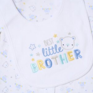 Baby Boys 6 Piece Mesh Bag Gift Set- Best Little Brother