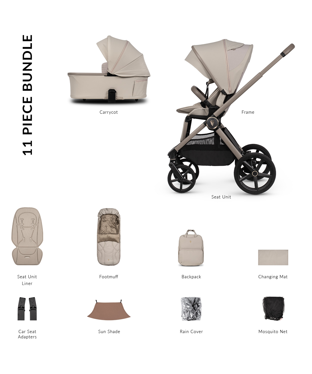 Venicci Upline 3 Pram- Essential Bundle Venicci Upline 3 Pram- Essential Bundle