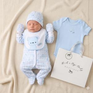 Baby Boys Bear 6 Piece Mesh Bag Gift Set