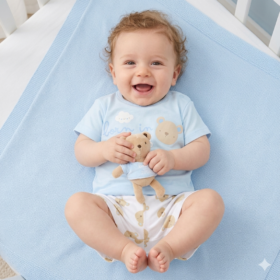 Baby Boys Bear T-Shirt, Shorts & Plush Toy Set – Born In 2026