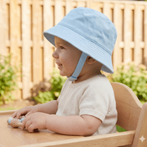 Baby Blue Bucket Hat With Chin Strap (0-12 Months)