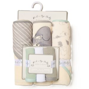 Elephant 6 Piece Hooded Towels & Washcloths Bath Time Set