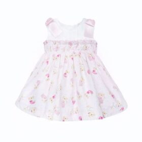 Wee Me Baby Girl Pink Teddy Shoulder Bow Pearl Dress