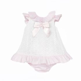 Baby Girl White Embroidery Frilly Dress With Pants