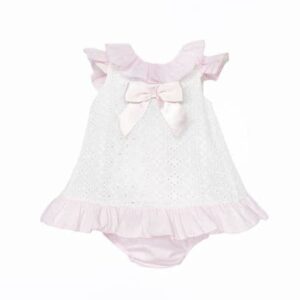 Baby Girl White Embroidery Frilly Dress With Pants