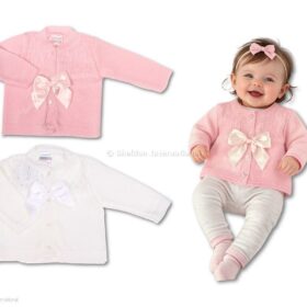 Knitted Baby Girls Cardigan With Bows- Pink (Copy)