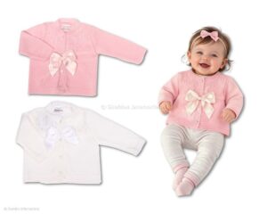 Knitted Baby Girls Cardigan With Bows- Pink (Copy)