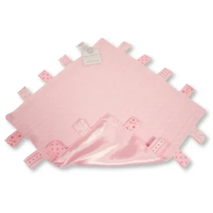 Pink Knitted Baby Comforter With Tags And Satin Reverse