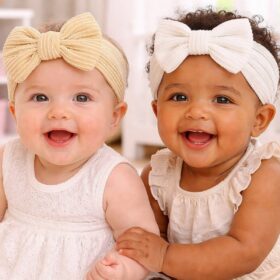 Baby Girls 2 Headbands With Bow Set – Taupe