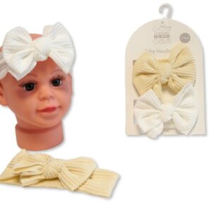 Baby Girls 2 Headbands With Bow Set - Taupe