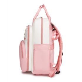 Baby Changing Backpack With Insulated Bottle Holders, Stroller Clips & Trolley Sleeve For Everyday & Travel – Pink And Beige