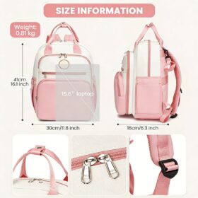 Baby Changing Backpack With Insulated Bottle Holders, Stroller Clips & Trolley Sleeve For Everyday & Travel – Pink And Beige