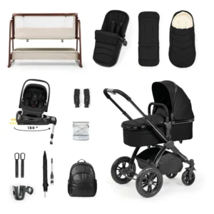 Ickle Bubba Stomp Luxe Elements Edition 17 Piece Bundle Inc Bubba Crib- Raven - Stone
