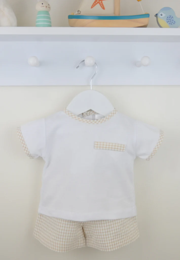 Pex Gingham Shorts Suit-Natural Pex Gingham Shorts Suit-Natural