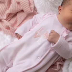 Dandelion Teddy Love Velour Sleepsuit