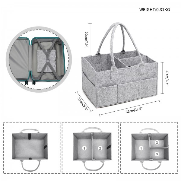 Kono Felt Caddy Organiser With Storage - Grey Kono Felt Caddy Organiser With Storage - Grey