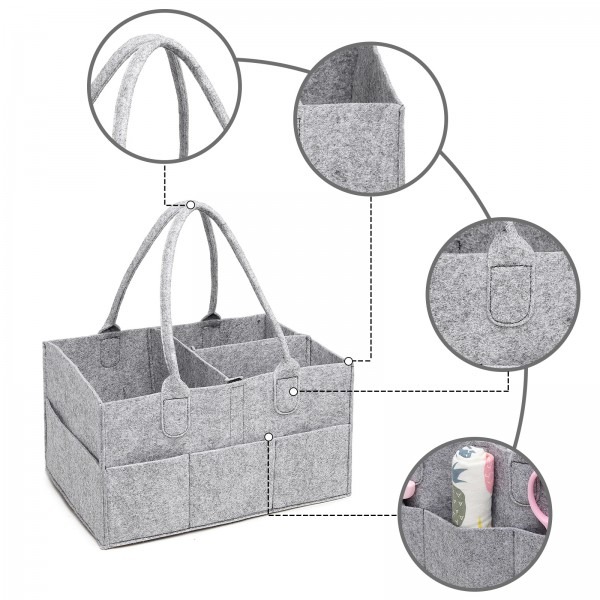 Kono Felt Caddy Organiser With Storage - Grey Kono Felt Caddy Organiser With Storage - Grey
