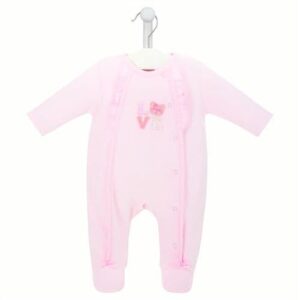 Dandelion Teddy Love Velour Sleepsuit