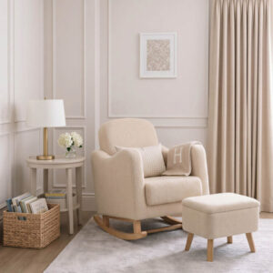 Bebe & Beyond Soother Nursing Chair & Footstool - Biscuit Ted