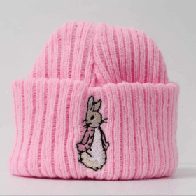 Flopsy Bunny Pink Wool Beanie Hat