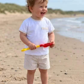 Pex Gingham Shorts Suit-Natural