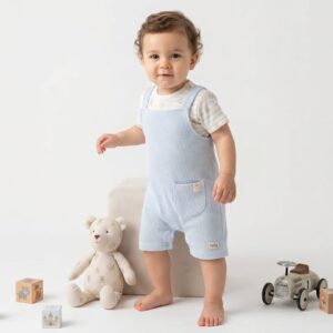 Baby Boys 2pc Cotton Teddy Bear T-Shirt & Dungarees Set