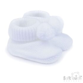 Blue Acrylic Bootees With Pom Pom (Copy)