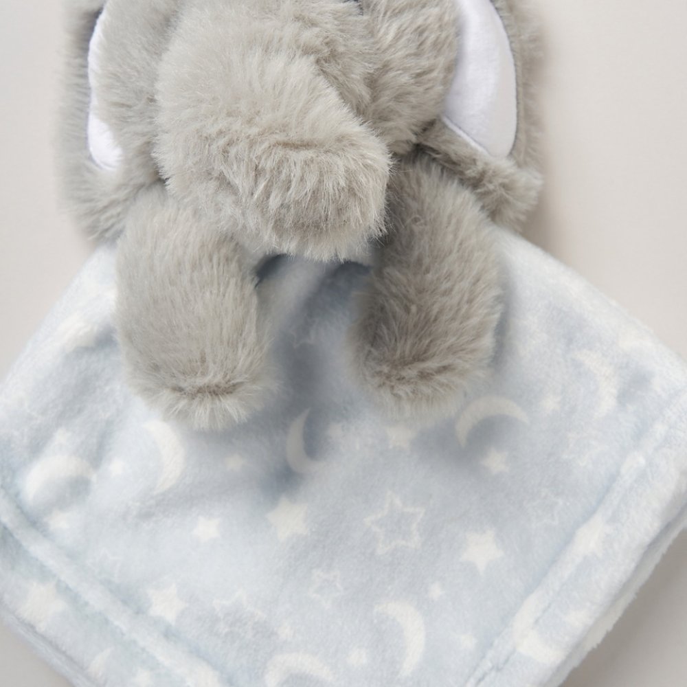 Furry Elephant Comforter With Taggie Ribbons Furry Elephant Comforter With Taggie Ribbons