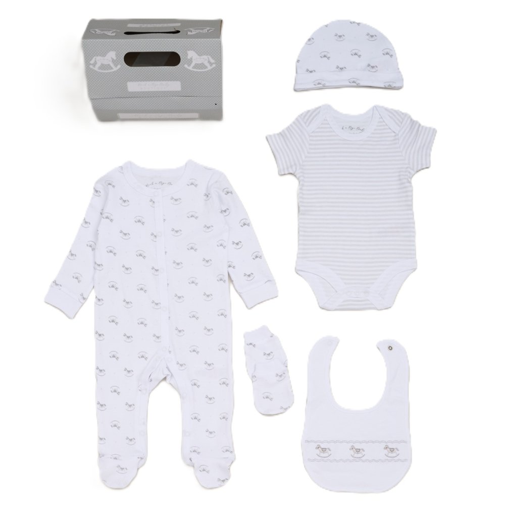 Baby Unisex Rocking Horse 6 Piece Mesh Bag Gift Set Baby Unisex Rocking Horse 6 Piece Mesh Bag Gift Set