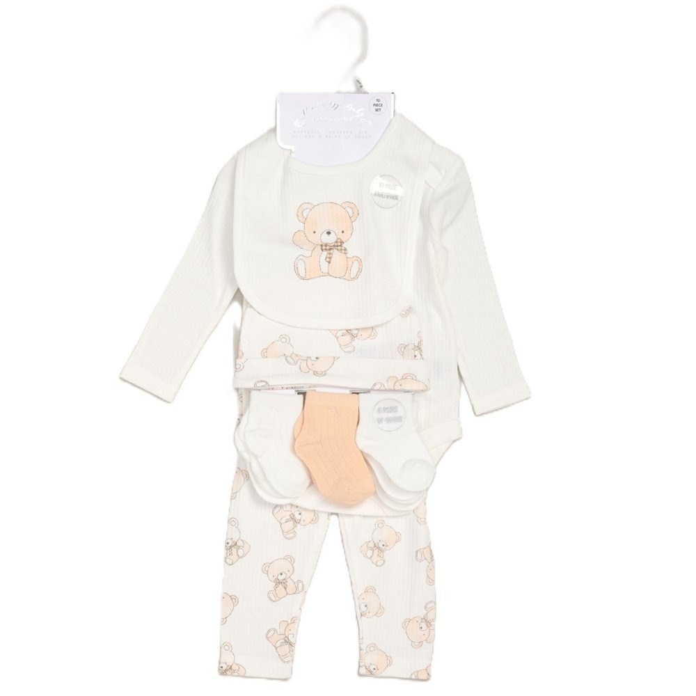Baby Unisex Bear Ribbed 10 Piece Gift Set Baby Unisex Bear Ribbed 10 Piece Gift Set
