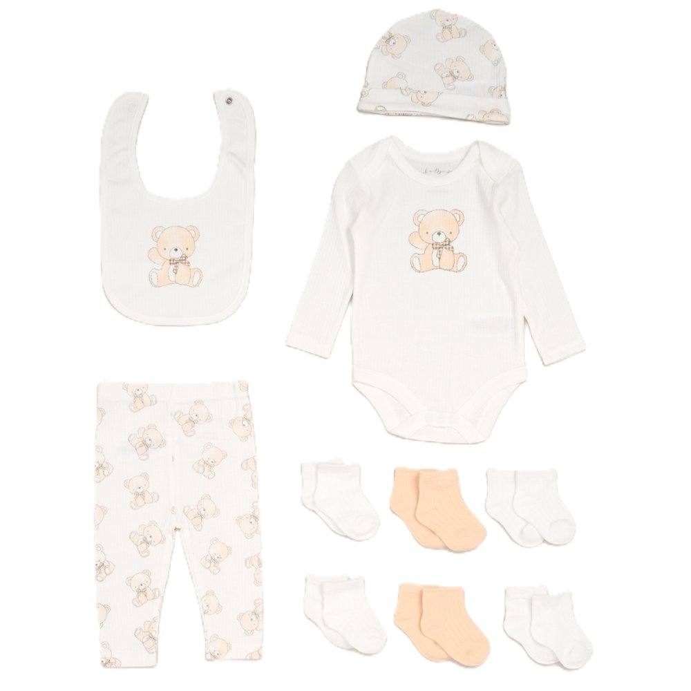 Baby Unisex Bear Ribbed 10 Piece Gift Set Baby Unisex Bear Ribbed 10 Piece Gift Set