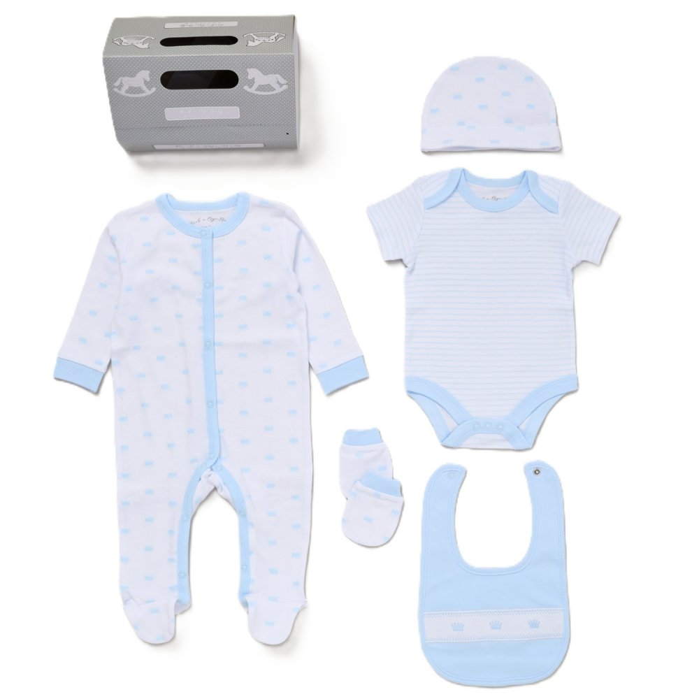 Baby Boys Crown 6 Piece Mesh Bag Gift Set Baby Boys Crown 6 Piece Mesh Bag Gift Set