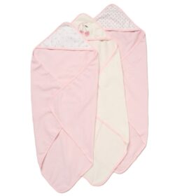 Baby Cherry & Hearts 6 Piece Hooded Towels & Washcloths Bath Time Set