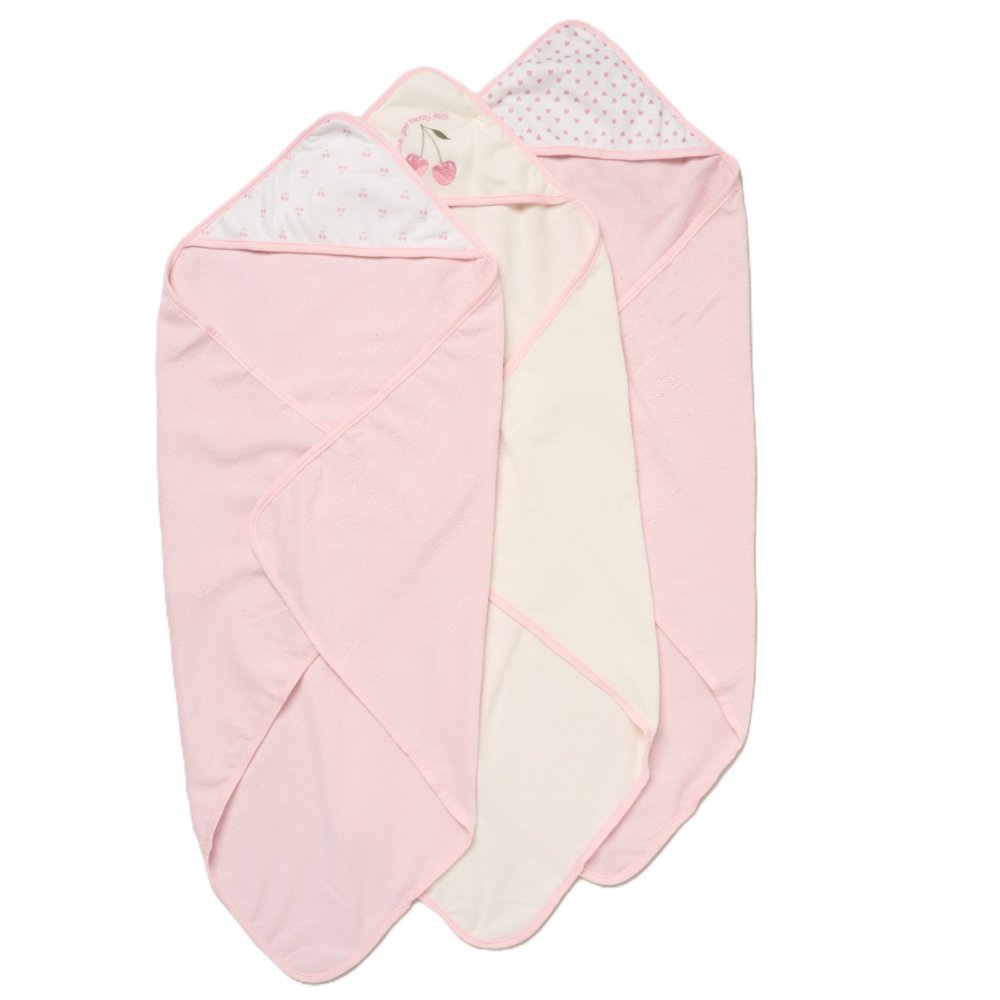 Baby Cherry & Hearts 6 Piece Hooded Towels & Washcloths Bath Time Set Baby Cherry & Hearts 6 Piece Hooded Towels & Washcloths Bath Time Set