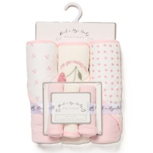 Baby Cherry & Hearts 6 Piece Hooded Towels & Washcloths Bath Time Set