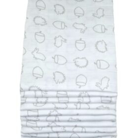 Muslinz 12 Pack Muslin Squares Acorn Patterned – 70x70cm