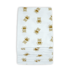 Muslinz 12 Pack Muslin Squares Teddy Patterned – 70x70cm