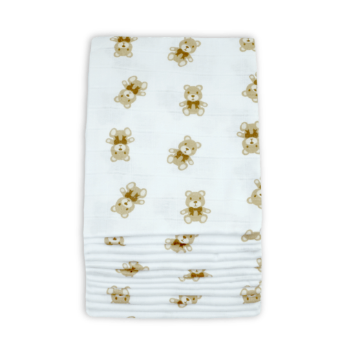Muslinz 12 Pack Muslin Squares Teddy Patterned – 70x70cm Muslinz 12 Pack Muslin Squares Teddy Patterned – 70x70cm