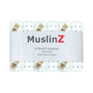 Muslinz 6 Pack Muslin Squares Patterned Teddy– 70x70cm