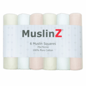 Muslinz 6 Pack Muslin Squares Pale Pink- 70x70cm