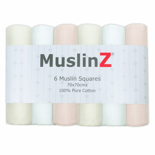 Muslinz 6 Pack Muslin Squares Pale Pink- 70x70cm Muslinz 6 Pack Muslin Squares Pale Pink- 70x70cm