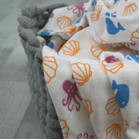 Muslinz 6 Pack Muslin Squares Patterned Sea Life– 70x70cm